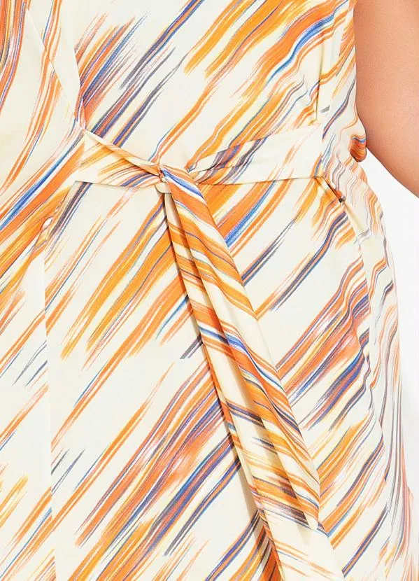 Marguerite - Vestido Rajado Amarelo com Amarração Plus Size 3