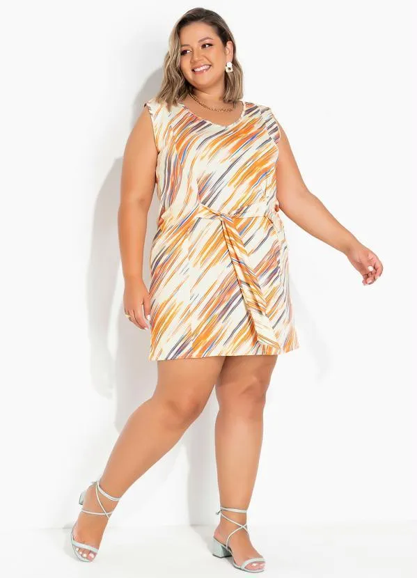 Marguerite - Vestido Rajado Amarelo com Amarração Plus Size 4
