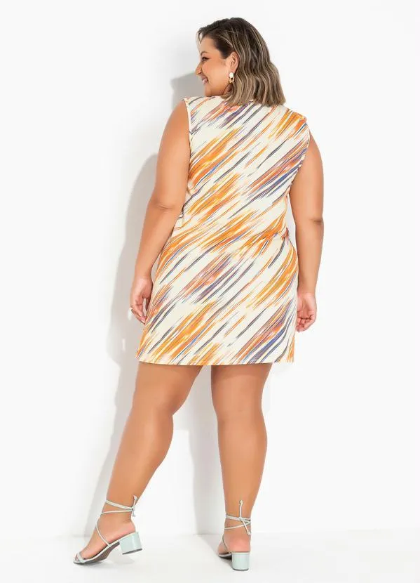Marguerite - Vestido Rajado Amarelo com Amarração Plus Size
