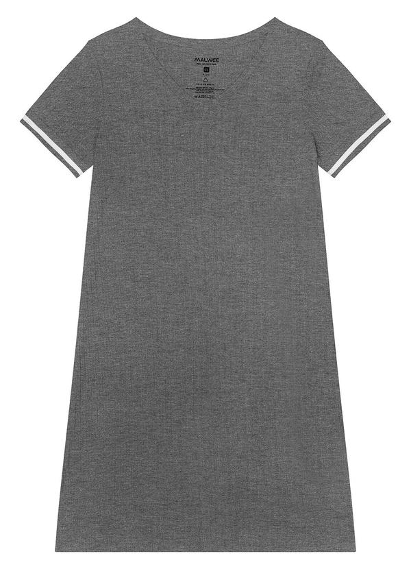 Malwee - Vestido Reto Canelado Plus Cinza Escuro