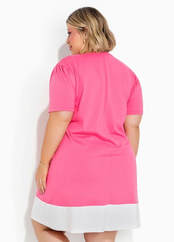 Marguerite - Vestido Rosa Chiclete com Franzido Plus Size 2