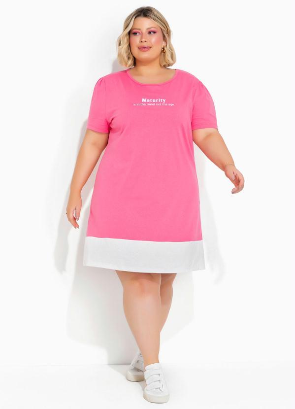 Marguerite - Vestido Rosa Chiclete com Franzido Plus Size 4