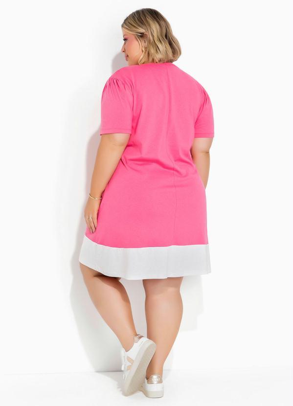 Marguerite - Vestido Rosa Chiclete com Franzido Plus Size 5