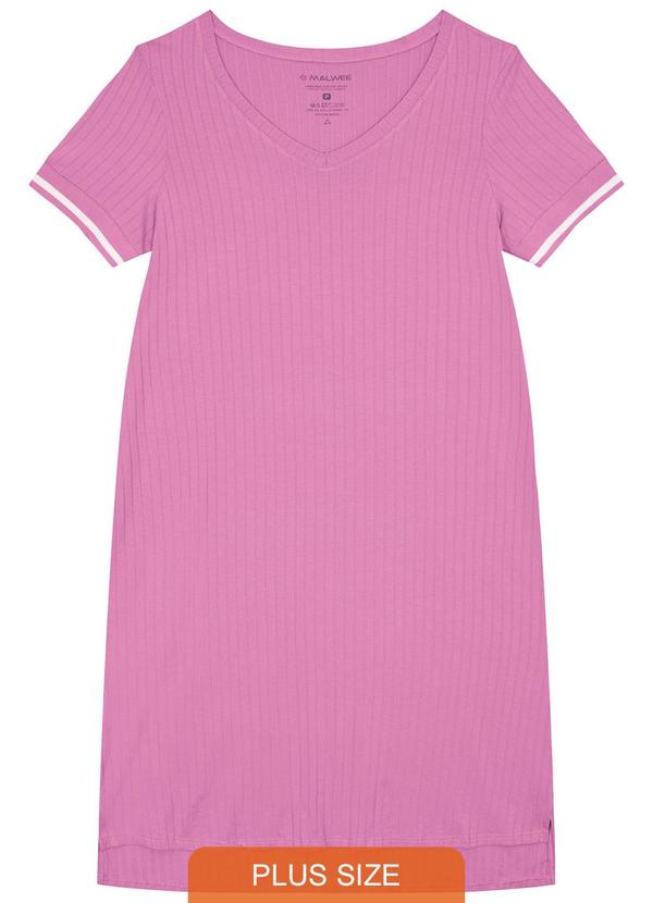 Malwee Plus - Vestido Rosa Mullet Canelado