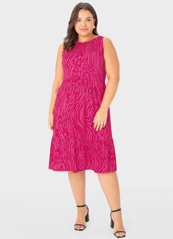 Malwee Plus Vestido Rosa Pink Curto Marias Animal Print