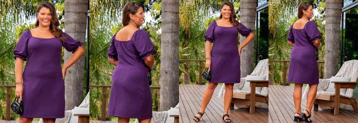 Vestido Roxo em Malha Anarruga