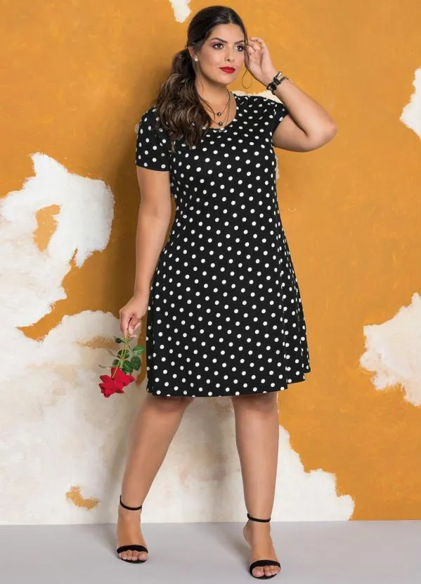 Marguerite - Vestido Soltinho Poá Plus Size Marguerite