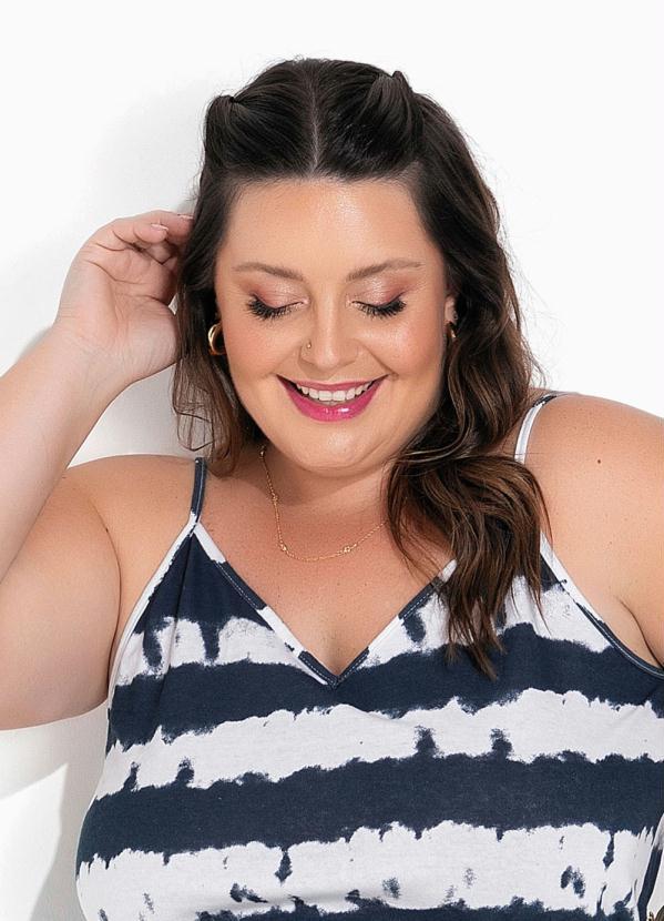 Marguerite - Vestido Tie Dye Marinho de Alças Plus Size 3