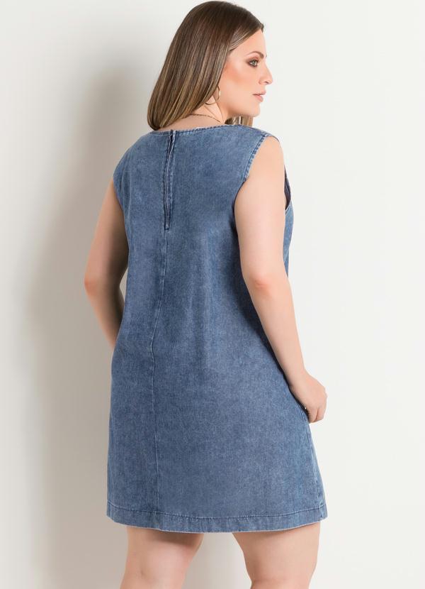 Quintess - Vestido Trapézio Jeans Plus Size Quintess 2