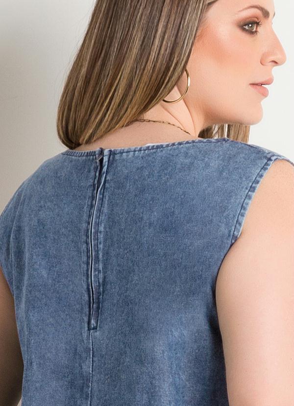 Quintess - Vestido Trapézio Jeans Plus Size Quintess 3