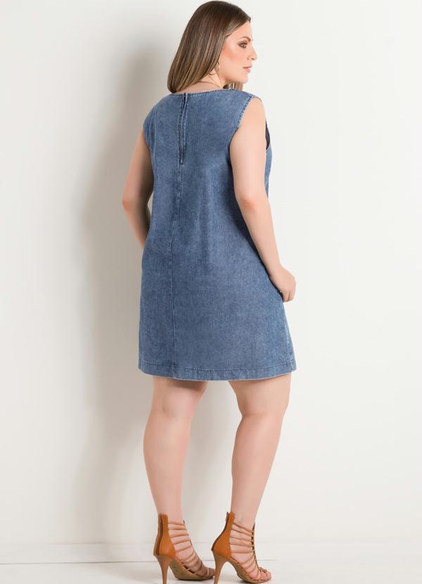 Quintess - Vestido Trapézio Jeans Plus Size Quintess 5