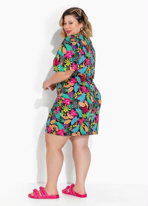 Marguerite - Vestido Tropical com Mangas Amplas Plus Size