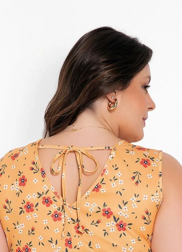 Marguerite - Vestido Tubinho Floral Amarelo Plus Size 3