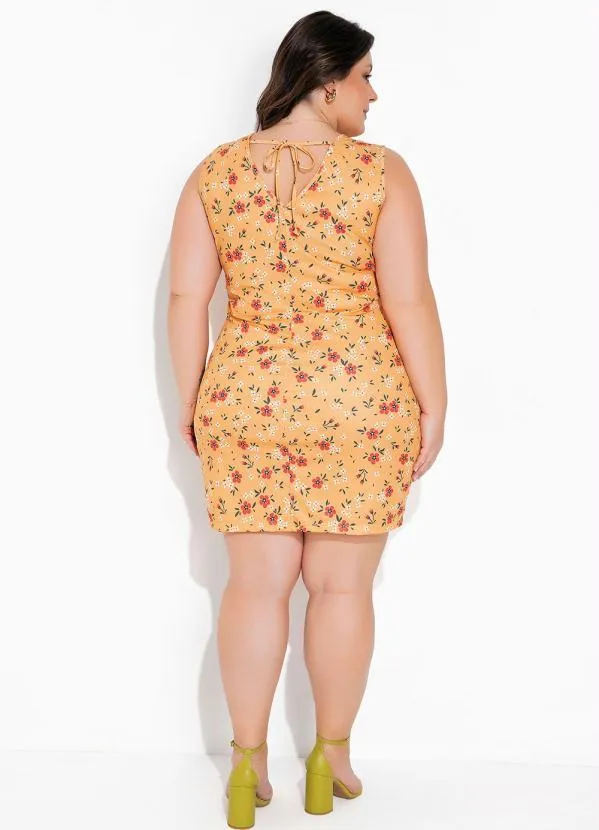 Marguerite - Vestido Tubinho Floral Amarelo Plus Size 1