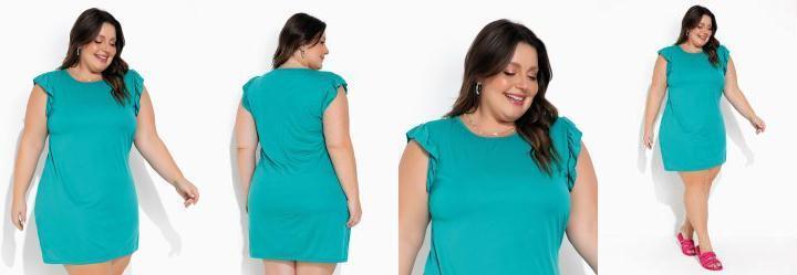 Vestido Turquesa com Babadinhos Plus Size