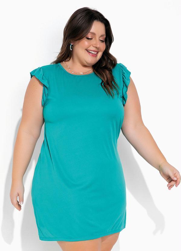 Vestido (Turquesa) com Babadinhos Plus Size
