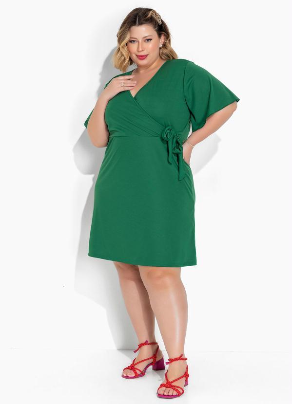 Marguerite - Vestido Verde Bandeira com Amarração Plus Size 4