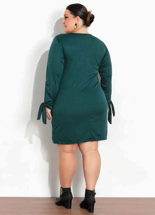 Marguerite - Vestido Verde com Amarração nas Mangas Plus Size 4