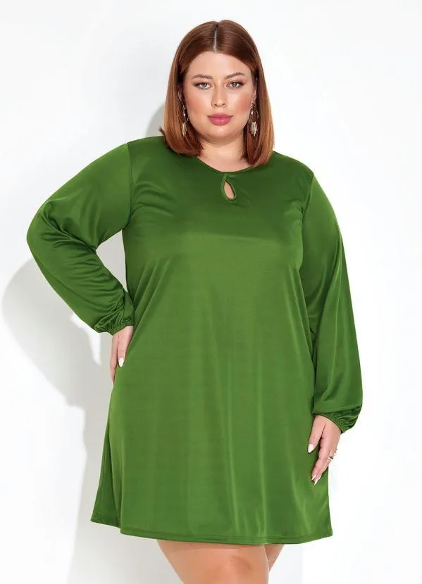 Marguerite - Vestido Verde com Mangas Bufantes Plus Size