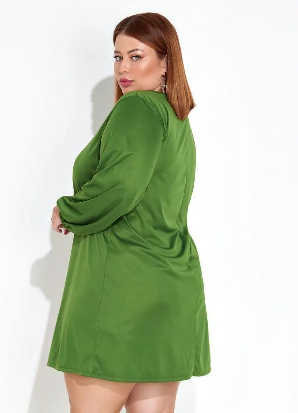 Marguerite - Vestido Verde com Mangas Bufantes Plus Size 2