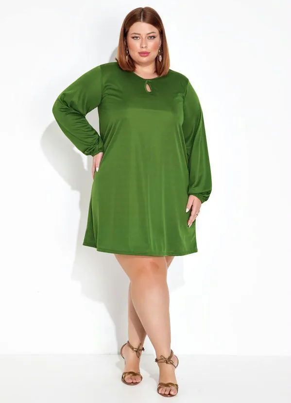 Marguerite - Vestido Verde com Mangas Bufantes Plus Size 3