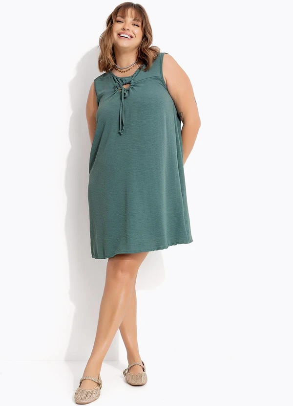 Marguerite - Vestido Verde em Crepe Plano 3