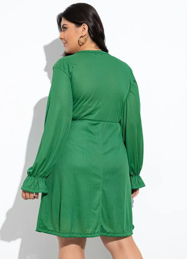 Marguerite - Vestido Verde em Malha Canelada com Transpasse 2