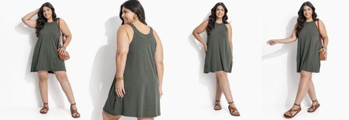 Vestido Verde em Malha de Viscose