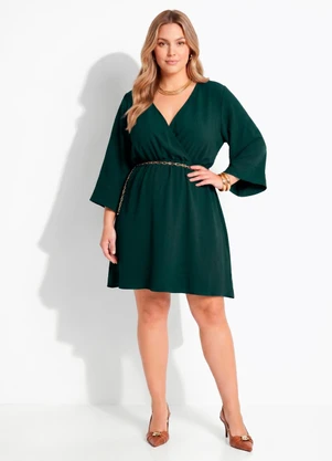 Marguerite - Vestido Verde Escuro  em Crepe Plano - MARGUERITE