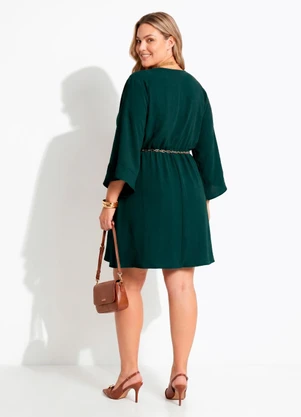Marguerite - Vestido Verde Escuro  em Crepe Plano - MARGUERITE