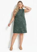 Vestido Verde Escuro em Malha Bordada