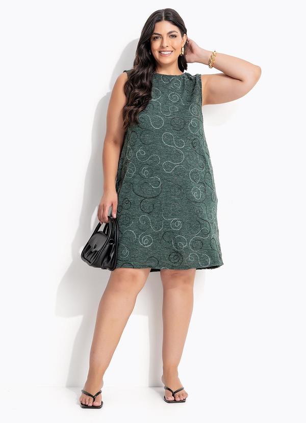 Vestido (Verde Escuro) em Malha Bordada