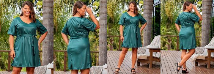 Vestido Verde Escuro em Malha Cirr