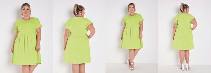 Vestido Verde Lima com Franzidos Plus Size