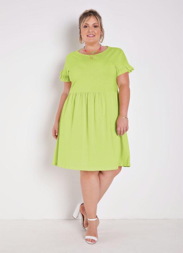 Marguerite - Vestido Verde Lima com Franzidos Plus Size 3