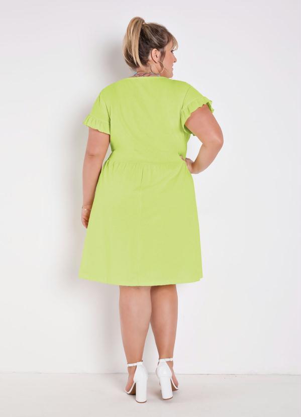 Marguerite - Vestido Verde Lima com Franzidos Plus Size 4