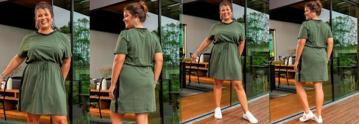 Vestido Verde Militar em Malha de Algodo