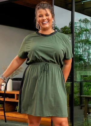 Marguerite - Vestido Verde Militar em Malha de Algodão - MARGUERITE