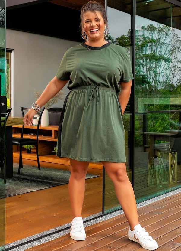 Marguerite - Vestido Verde Militar em Malha de Algodão 4