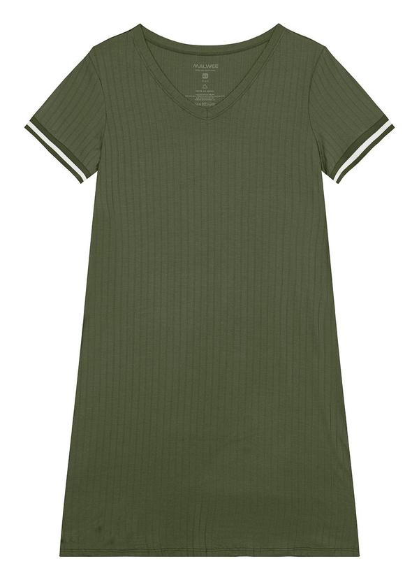 Malwee Plus - Vestido Verde Oliva Curto Canelado 3