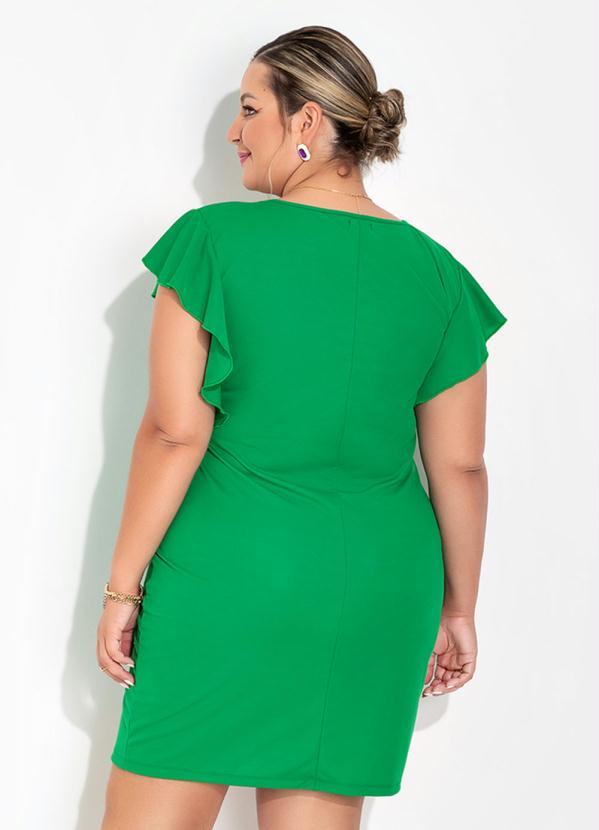 Outlet - Vestido Verde Tubinho com Babado Plus Size 2