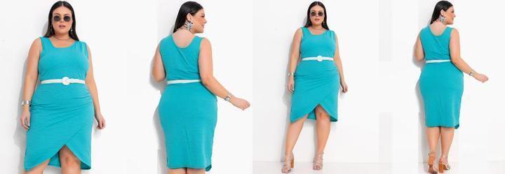 Vestido Verde Turquesa em Malha Anarruga