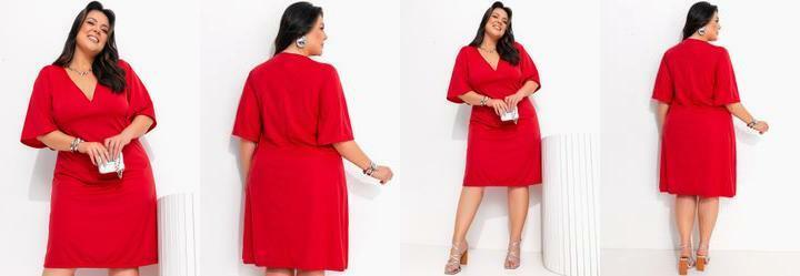 Vestido Vermelho Claro em Malha