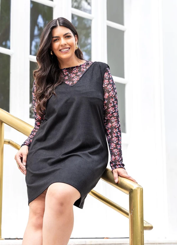 Marguerite - Vestido Preto em Malha Suede 11