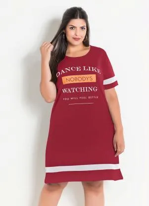 Marguerite - Vestido Vermelho Plus Size com Estampa Frontal - MARGUERITE