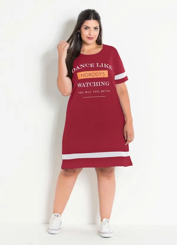 Marguerite - Vestido Vermelho Plus Size com Estampa Frontal 3