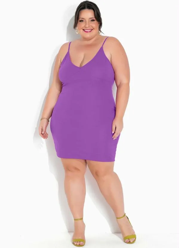 Marguerite - Vestido Violeta com Alcinhas Plus Size 3