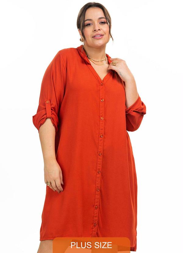 Secret Glam - Vestido Viscose Sarjada Twill Terracota