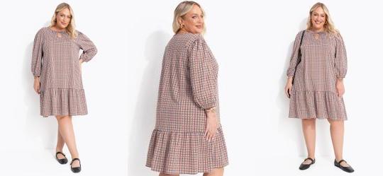 Vestido Xadrez Marrom em Malha Fria