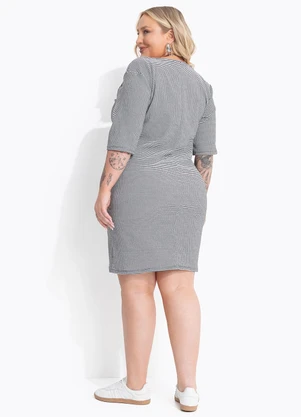 Marguerite - Vestido Xadrez Pied Poule em Malha Texturizada - MARGUERITE